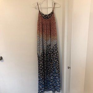Nic + Zoe red and blue dot patterned lightweight maxi dress Sz M LIKE NEW